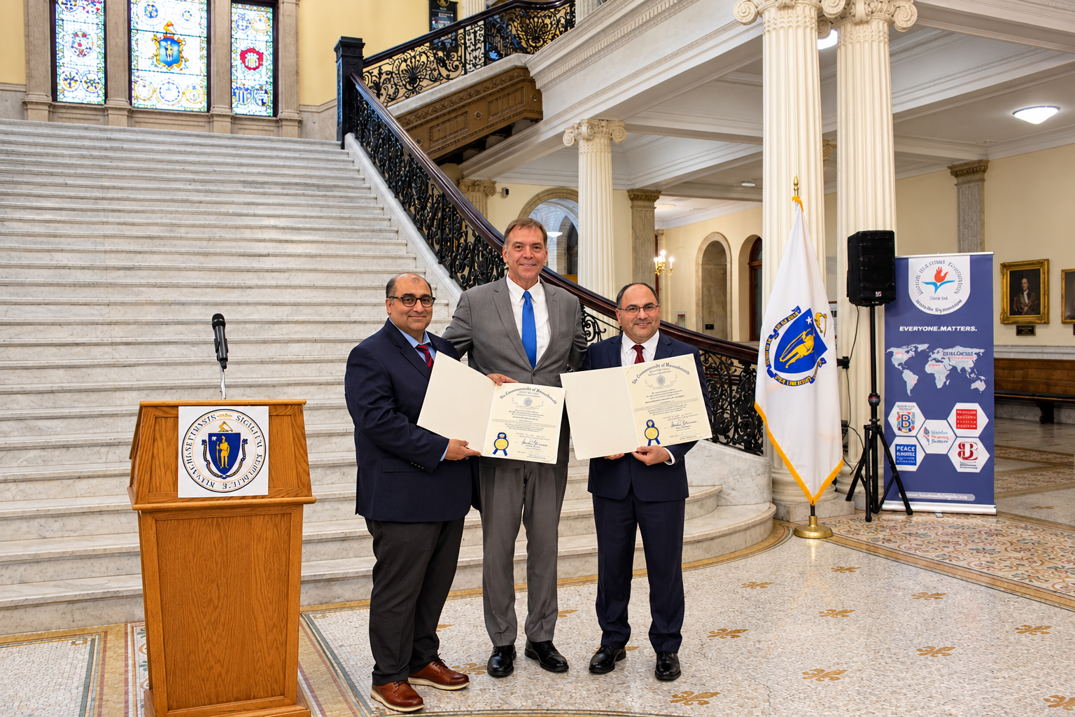 Peace Islands Institute Boston receiving a Commonwealth of Massachusetts citation at the State House for Cultural Diversity Day