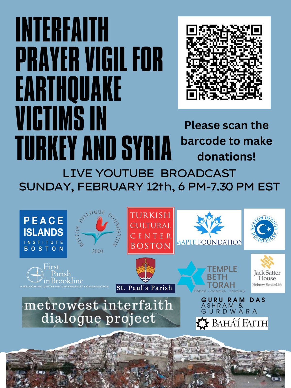 INTERFAITH PRAYER VIGIL FOR EARTHQUAKE VICTIMS IN TURKEY AND SYRIA